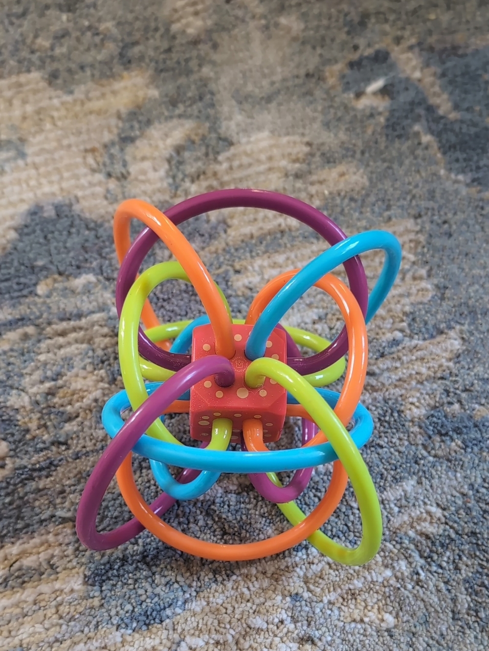 Sensory Multi-Ring Baby Teether & Grab Toy - Purple, Blue, Orange, Green